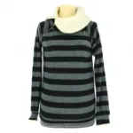 Pull rayé avec col fourré et zip diagonal