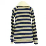 Pull rayé avec col fourré et zip diagonal