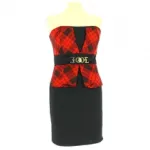 Robe bustier avec haut à carreau et ceinture fantaisie