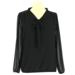 Chemise femme avec col noué et élastique à la base
