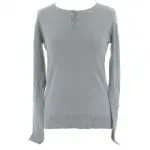 Pull tendance avec épaules à dentelles et col boutonné