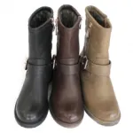 Bottines femme avec bride bouclées et double zip