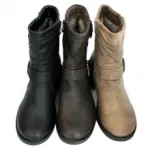 Bottines femme avec brides bouclées et zip côté