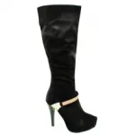 Botte femme imitation daim avec jolie décoration devant 