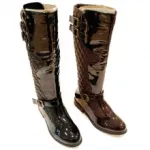 Bottes vernies avec effet matelassé