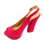 Sandales fashions aspect daim avec talon carré