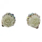 Boucles d’oreilles clips roses à perles et strass
