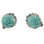 Boucles d’oreilles clips roses à perles et strass