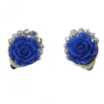 Boucles d’oreilles clips roses à perles et strass