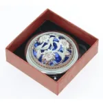 Miroir de sac rond enjolivé de strass avec double face