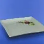 Plateau "Square" pour les sushis blanc avec décalcomanie, 19 cm