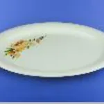 Plat ovale blanc avec décalcomanie, 36 cm 